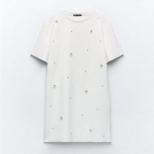 FAUX SUEDE DRESS WITH RHINESTONES